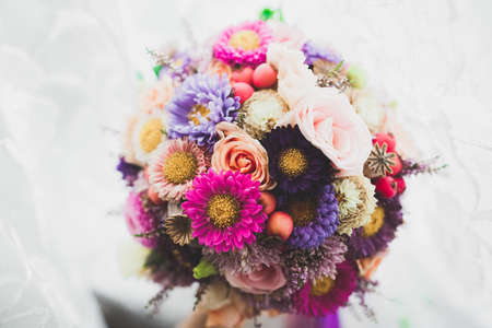 Wonderful luxury wedding bouquet of different flowersの写真素材