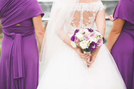 Wonderful luxury wedding bouquet of different flowersの写真素材