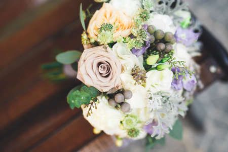 Wonderful luxury wedding bouquet of different flowersの写真素材