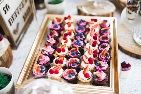 Buffet with a variety of delicious sweets, food ideas, celebrationの写真素材