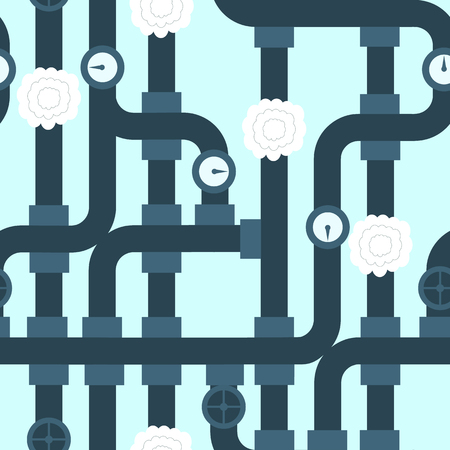 The seamless pattern of pipeline on turquoise backgroundのイラスト素材