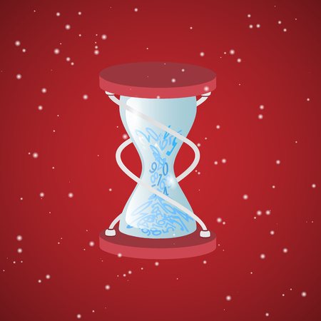 Bright colored background hourglass with numbers
