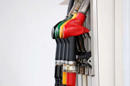 Petrol hoses on filling station in a row. Gas station serviceの写真素材