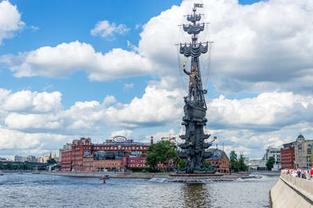 Peter Great Statue, 98-meter-high monument to Peter 1. Moscow, Russia-June 2019のeditorial素材