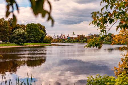 Moscow landscape. View of the Izmailovsky Kremlin in Moscow from the side of the pond Moscow.の写真素材
