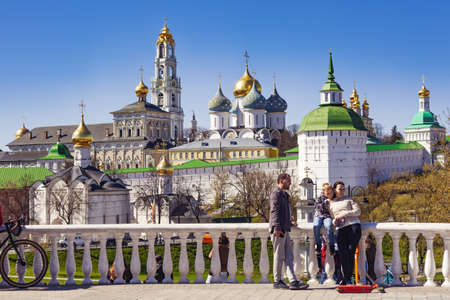 Holy Trinity St. Sergius Lavra is a beautiful summer panorama. Sergiev Posad (formerly Zagorsk) is a tourist attraction in the Golden Ring of Russia. Sergiev Posad, Russia, May 2021のeditorial素材