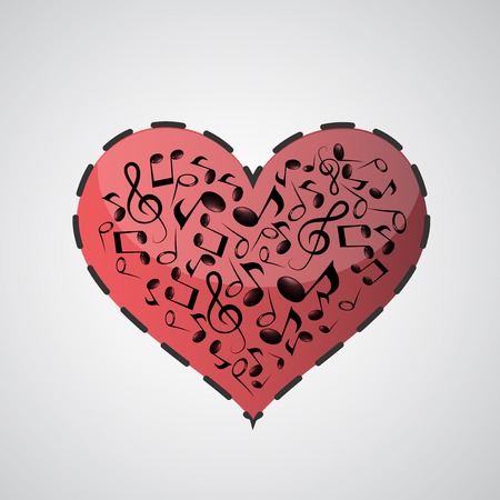 Valentines heart made from music notes - abstract designのイラスト素材