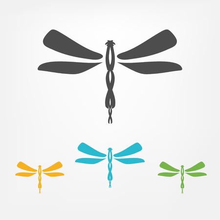 Dragonfly icons set  in four different colorsのイラスト素材