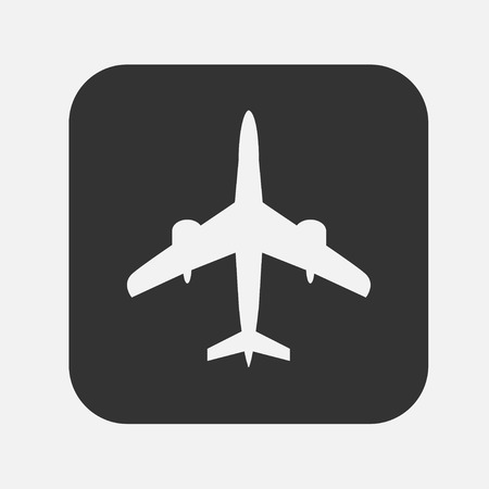 Black flat icon with Airplane sign insideのイラスト素材