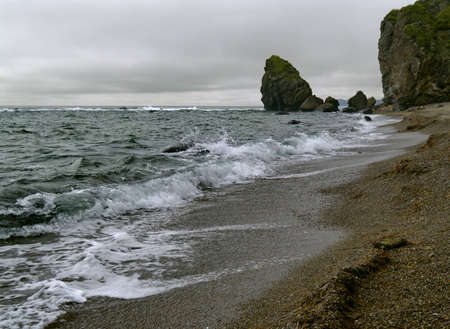 The Dull day coast Japanese sea Russia の写真素材