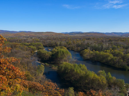 Autumn landscape with the river