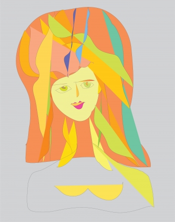  Girl looking in the mirror at his reflection のイラスト素材