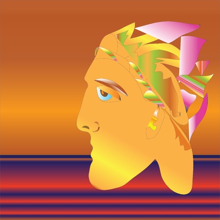 Triumphant, crowned with a laurel wreath, vector のイラスト素材