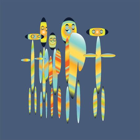  Group of green aliens のイラスト素材