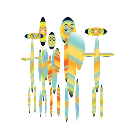  Group of green aliens のイラスト素材