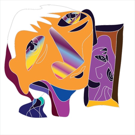  Girl looking in the mirror at his reflection のイラスト素材