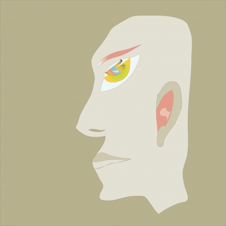  Portrait of a man in profile, looking thoughtful look のイラスト素材