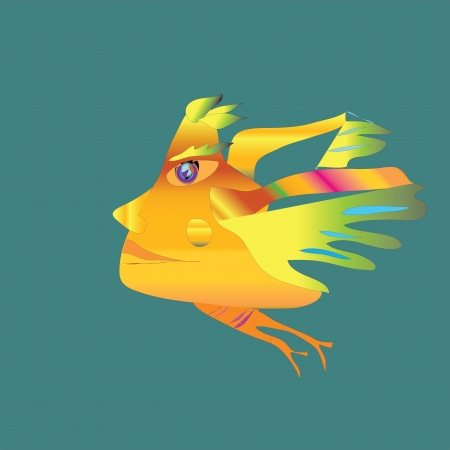 Flying head funny monster with a human face, vector のイラスト素材