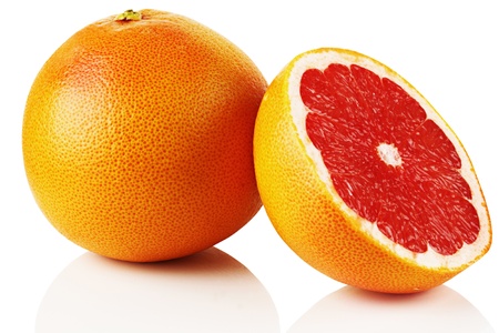 Ripe fresh grapefruit on white background.の写真素材