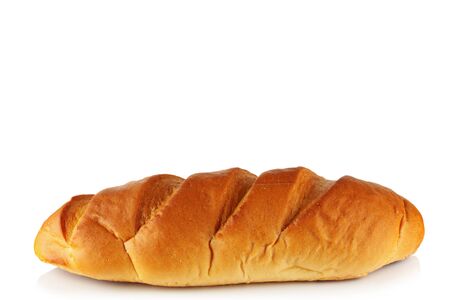 Loaf of bread on a white background.