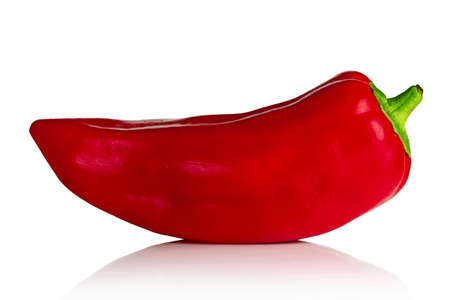 Ripe red pepper on a white background.