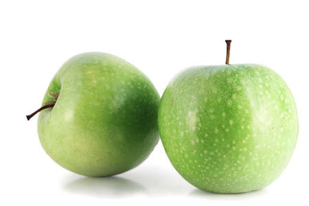 Green apples on a white background.の写真素材