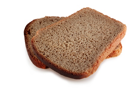 Bread, cutting slices on a white background. 