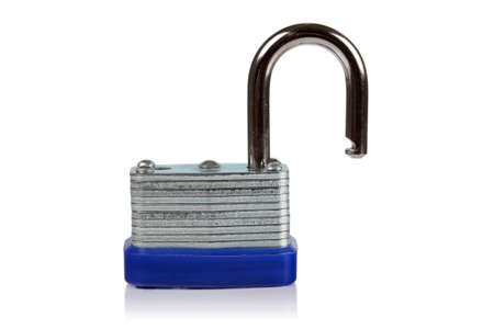 Open lock on a white background