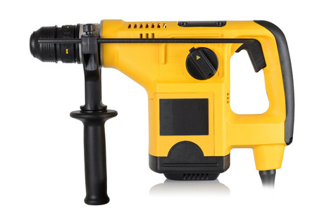 professional rotary hammer with a drill on white background