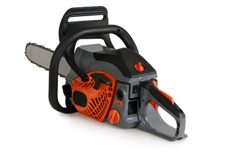 Chainsaw, new , on a white background.の写真素材