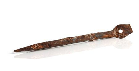 old rusty nail on a white backgroundの写真素材