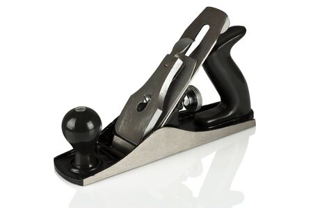 manual metal planer for wood on white background