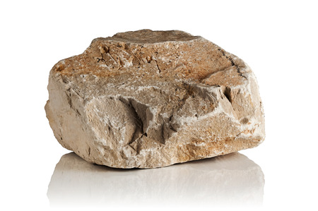 the piece of limestone on a white backgroundの写真素材