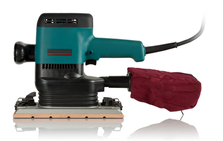 The electric sandpaper tool for home handyman use, isolated on white backgroundの写真素材