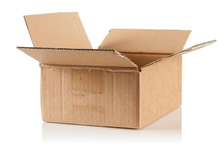 open cardboard box on white background