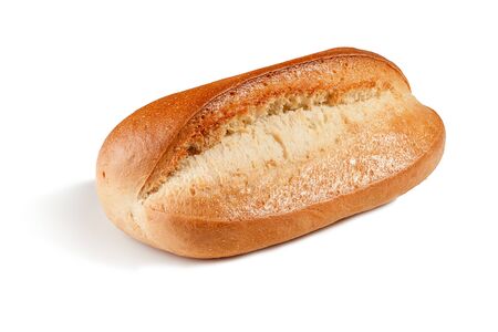 fresh delicious bun with a crispy crust on a white background