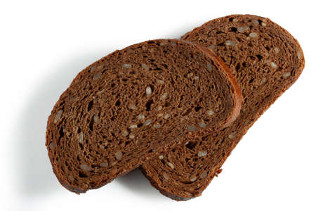 Two slices of fresh, delicious rye bread with sunflower seeds