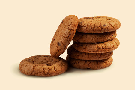 delicious and flavorful cookies with chocolate chips on a light backgroundの写真素材