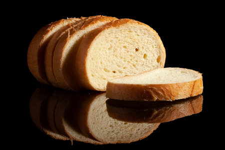 Slices of bread on a black background