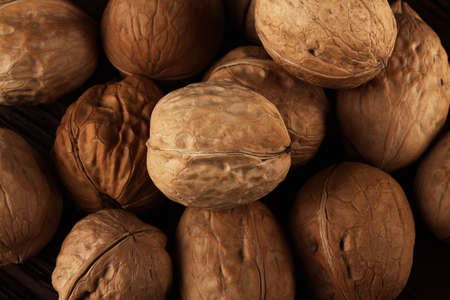 dark walnut background on wooden old brown surfaceの写真素材