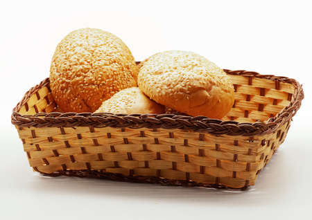 Sesame buns on a light backgroundの写真素材