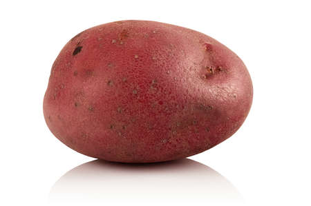 Raw, clean potato on a white background.の写真素材