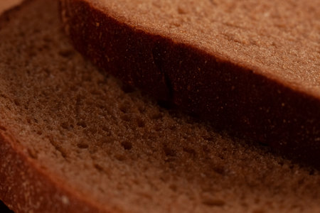 Slices of fresh delicious rye bread close-up