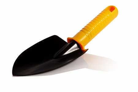 Metal shovel with plastic , for work on a garden plotの写真素材