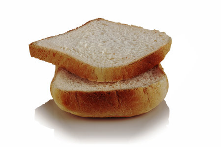 two slices of bread on a white background.