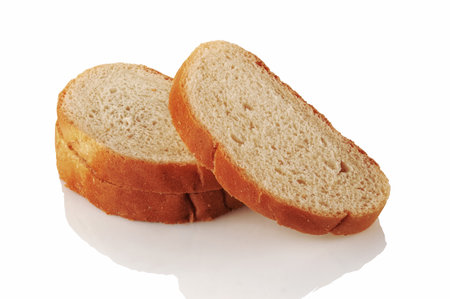 Three slices of bread on a white background