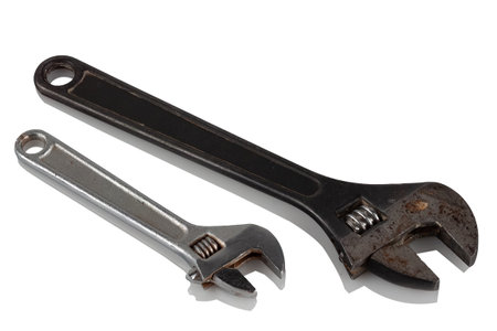 Two steel wrench on white backgroundの写真素材