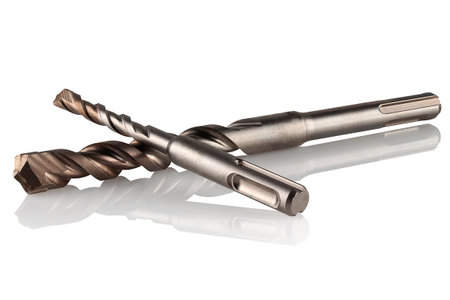 Drills for drilling stone, concrete and brick on a white backgroundの写真素材