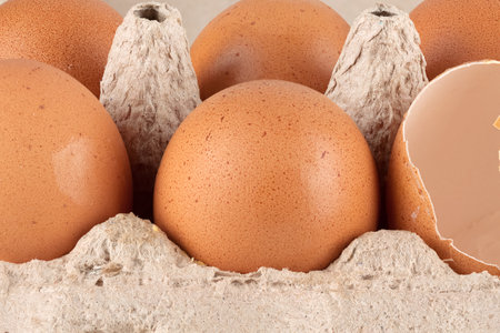 Chicken eggs in a package.の写真素材