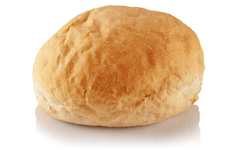 A loaf of fresh bread on a white backgroundの写真素材